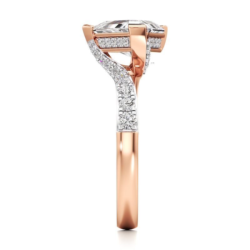 Main Image 3 of J'Lure Shield Step-Cut Lab-Grown Diamond Bypass Engagement Ring 2-1/3 ct tw 18K Rose Gold