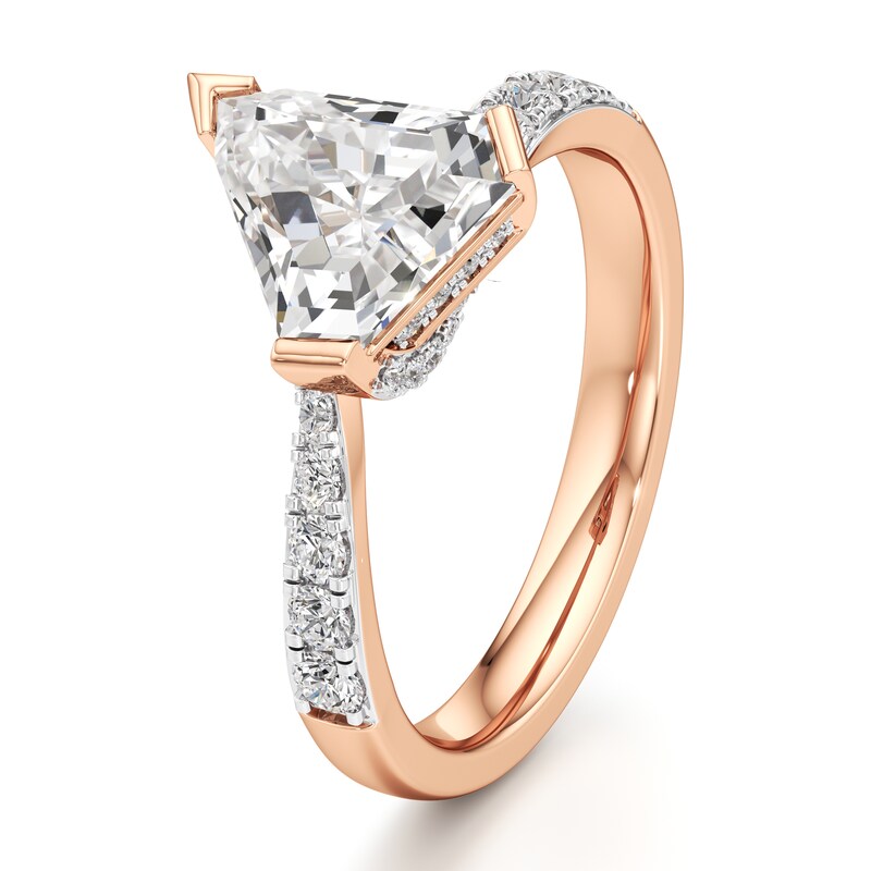 Main Image 4 of J'Lure Shield Step-Cut Lab-Grown Diamond Bypass Engagement Ring 2-1/3 ct tw 18K Rose Gold