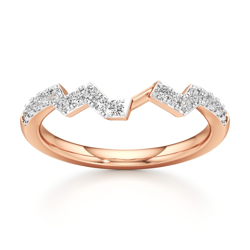 Main Image 1 of J'Lure Lab-Grown Diamond Angled Contour Wedding Band 1/4 ct tw 18K Rose Gold