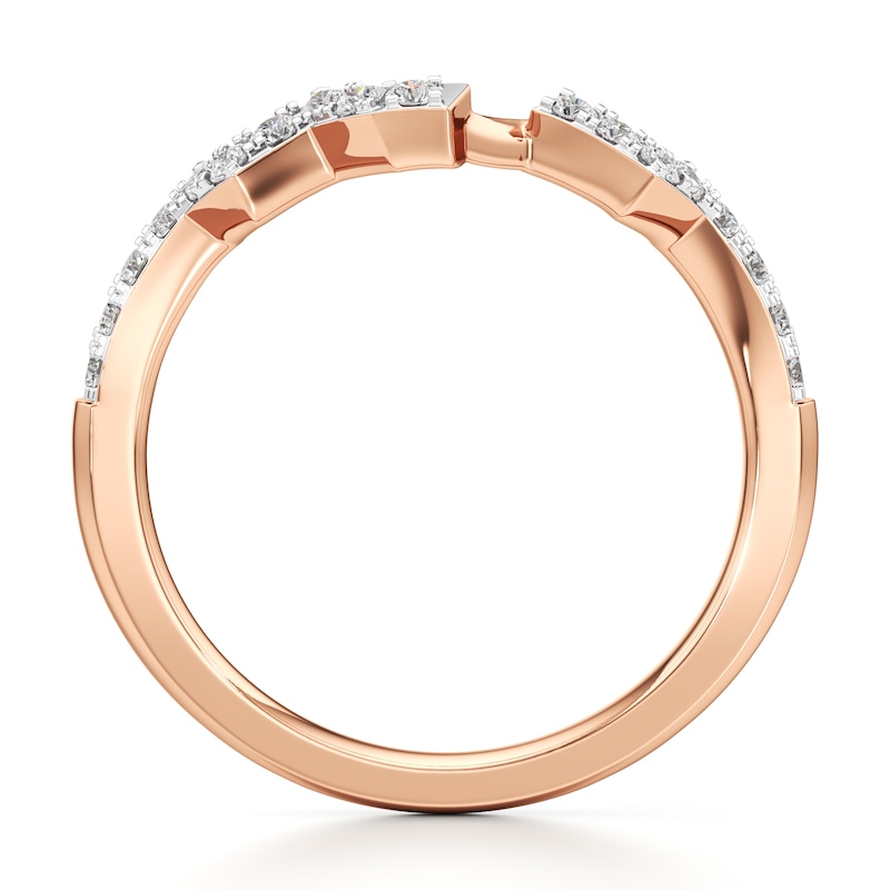 Main Image 2 of J'Lure Lab-Grown Diamond Angled Contour Wedding Band 1/4 ct tw 18K Rose Gold