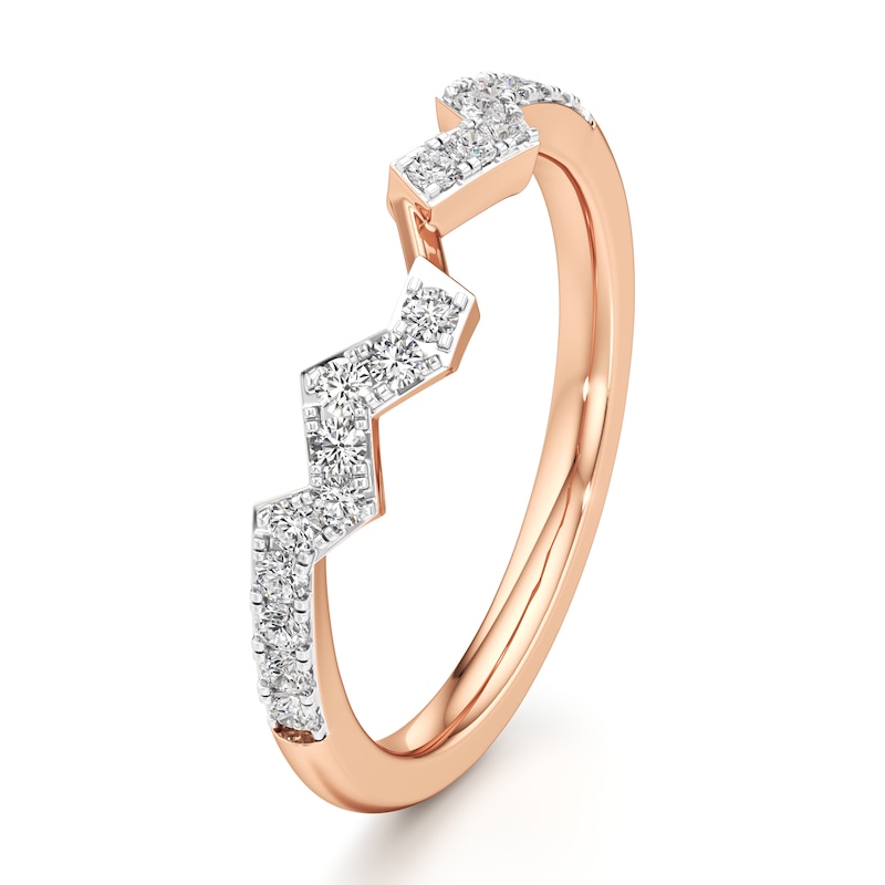 Main Image 4 of J'Lure Lab-Grown Diamond Angled Contour Wedding Band 1/4 ct tw 18K Rose Gold