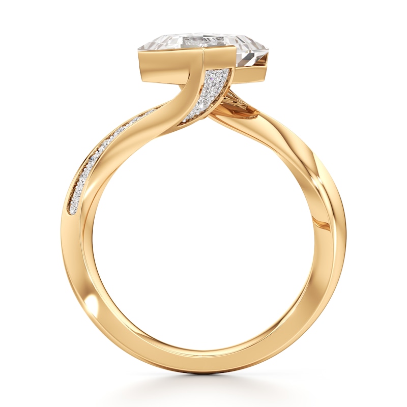Main Image 2 of J'Lure Carre Step-Cut Lab-Grown Diamond Bypass Engagement Ring 2-1/4 ct tw 18K Yellow Gold