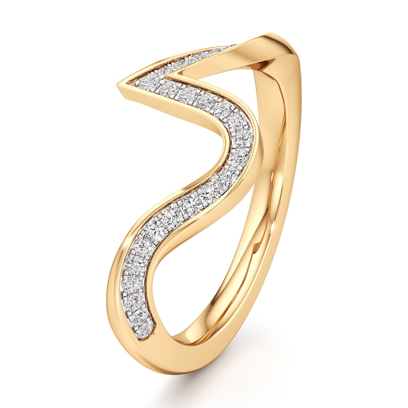 Main Image 4 of J'Lure Lab-Grown Diamond Contour Wedding Band 1/5 ct tw 18K Yellow Gold