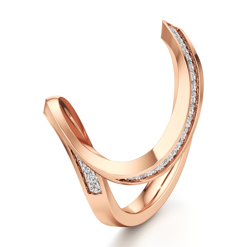 Main Image 4 of J'Lure Lab-Grown Diamond Contour Wedding Band 1/5 ct tw 18K Rose Gold