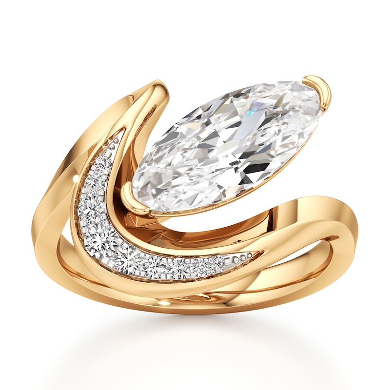 Main Image 1 of J'Lure Moval Old-Cut Lab-Grown Diamond Engagement Ring 3 ct tw 18K Yellow Gold