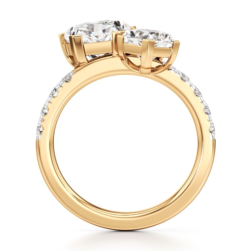 Main Image 2 of J'Lure Pentagon Brilliant-Cut Two-Stone Lab-Grown Diamond Engagement Ring 3-1/3 ct tw 18K Yellow Gold