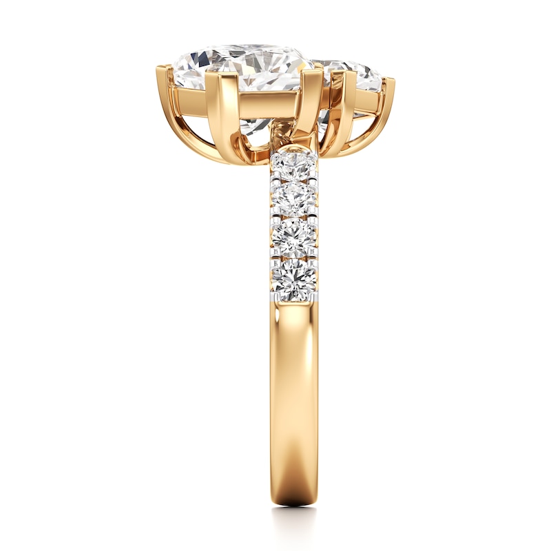 Main Image 3 of J'Lure Pentagon Brilliant-Cut Two-Stone Lab-Grown Diamond Engagement Ring 3-1/3 ct tw 18K Yellow Gold