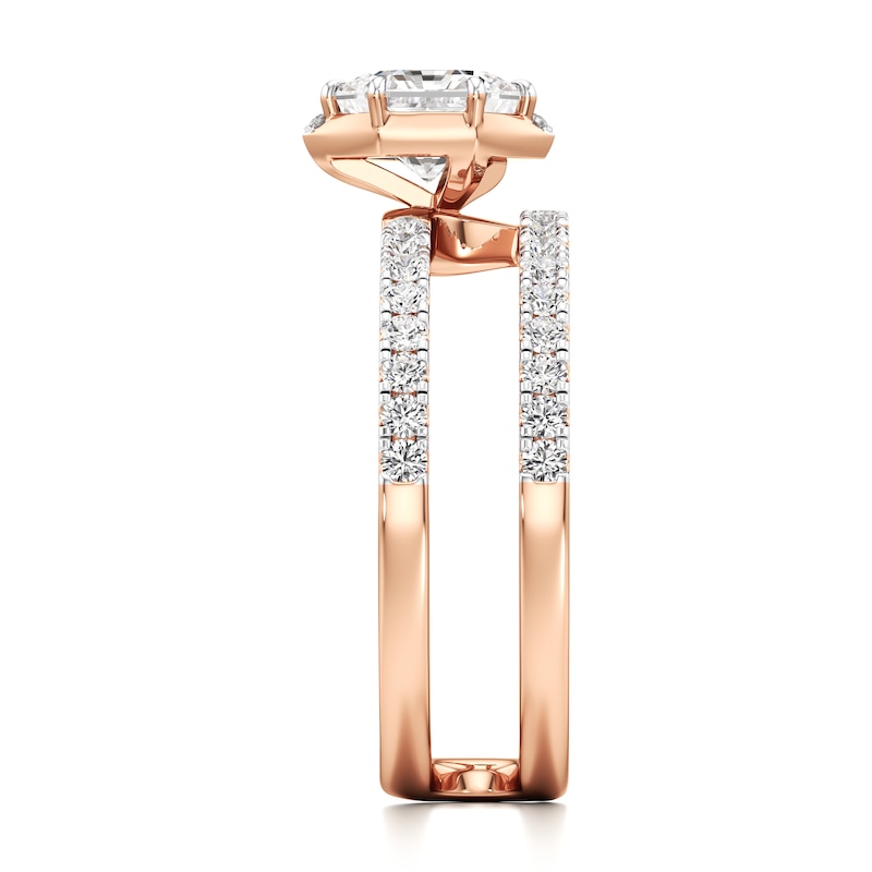 Main Image 3 of J'Lure Hexagon Brilliant-Cut Lab-Grown Diamond Spiral Engagement Ring 1-3/8 ct tw 18K Rose Gold