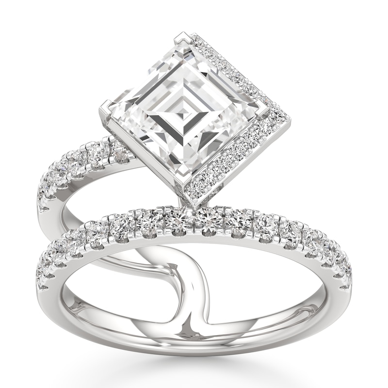 Main Image 1 of J'Lure Carre Step-Cut Lab-Grown Diamond Spiral Engagement Ring 2-1/2 ct tw 18K White Gold