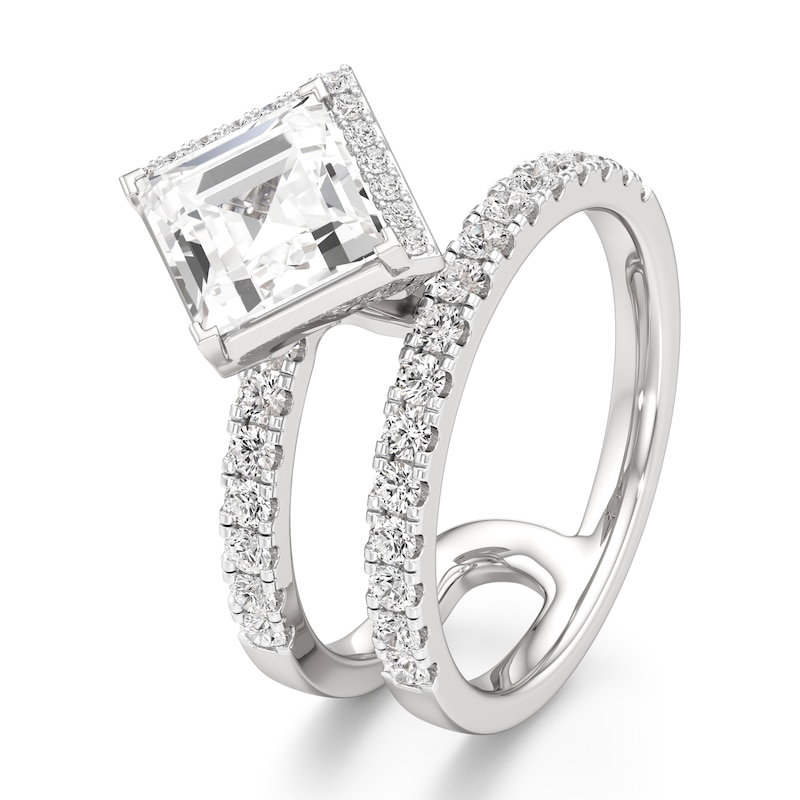 Main Image 4 of J'Lure Carre Step-Cut Lab-Grown Diamond Spiral Engagement Ring 2-1/2 ct tw 18K White Gold