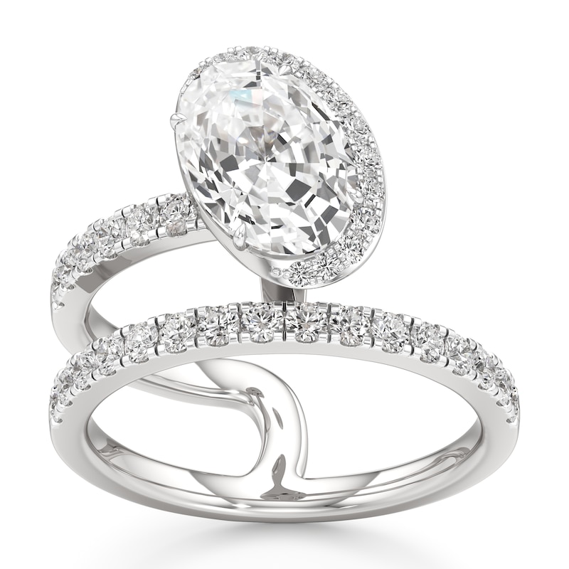 Main Image 1 of J'Lure Oval Step-Cut Lab-Grown Diamond Spiral Engagement Ring 2-5/8 ct tw 18K White Gold