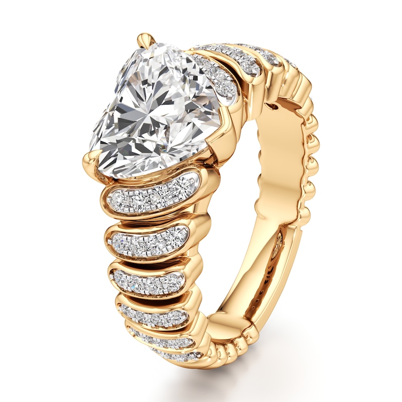 Main Image 4 of J'Lure Heart Brilliant-Cut Lab-Grown Diamond Engagement Ring 3-1/3 ct tw 18K Yellow Gold