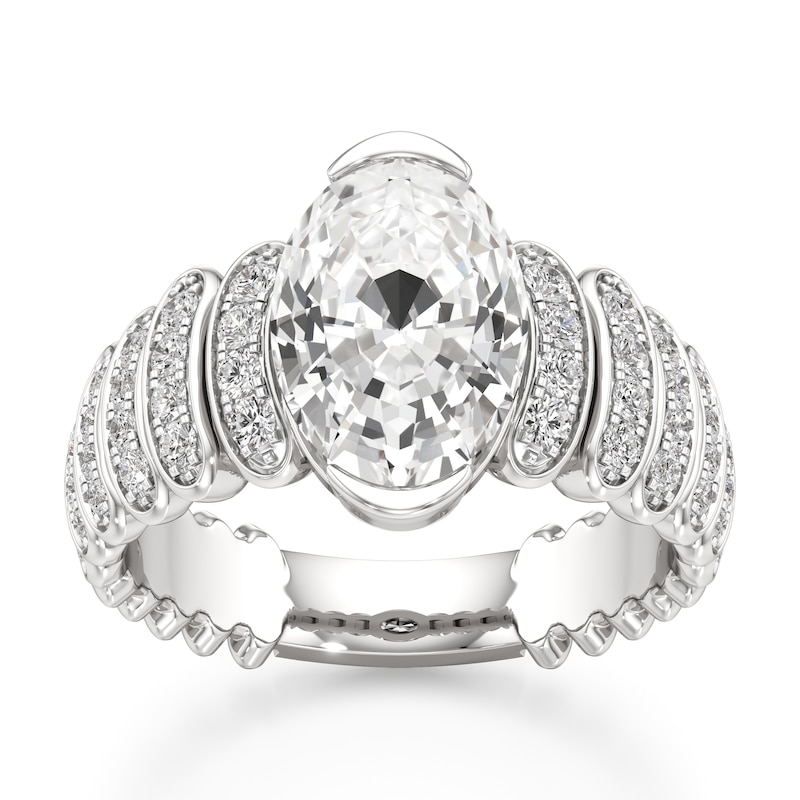Main Image 1 of J'Lure Oval Step-Cut Lab-Grown Diamond Engagement Ring 3-3/8 ct tw 18K White Gold