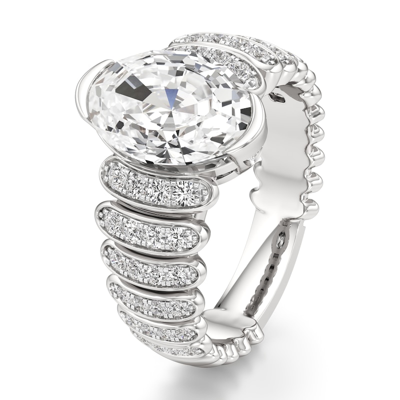 Main Image 4 of J'Lure Oval Step-Cut Lab-Grown Diamond Engagement Ring 3-3/8 ct tw 18K White Gold