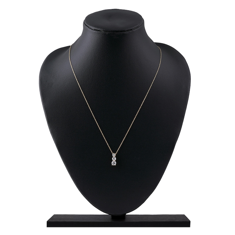 Main Image 5 of Lab-Grown Diamond Graduated Three-Stone Drop Necklace 1 ct tw 14K Yellow Gold 18"