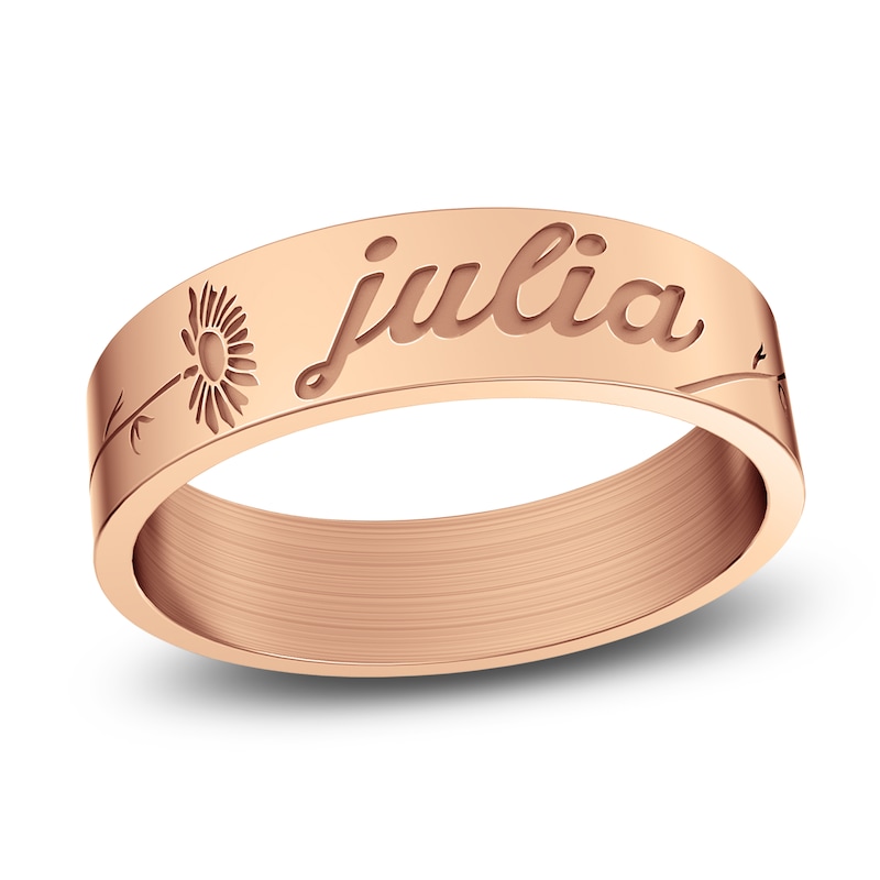 Main Image 1 of Birth Flower & Name Ring 14K Rose Gold