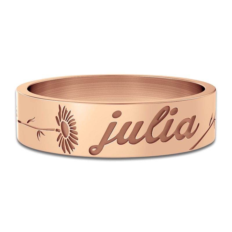 Main Image 3 of Birth Flower & Name Ring 14K Rose Gold