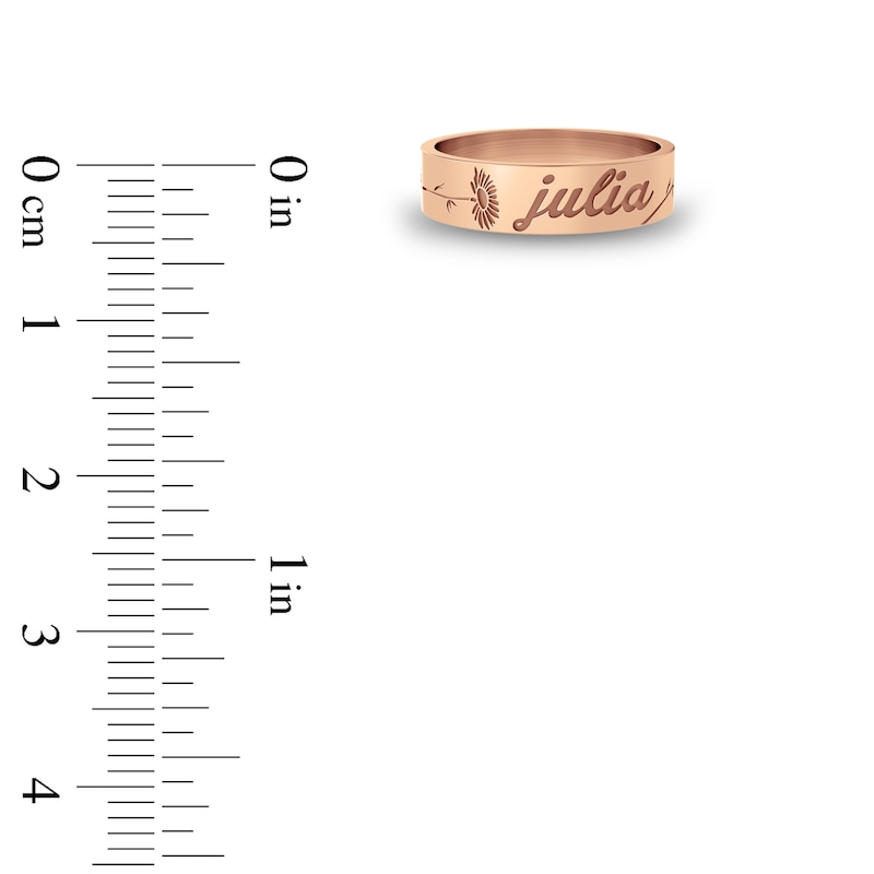 Main Image 6 of Birth Flower & Name Ring 14K Rose Gold