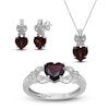 Thumbnail Image 1 of Heart-Shaped Natural Garnet & White Topaz Butterfly Gift Set Sterling Silver
