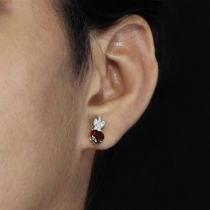 Main Image 2 of Heart-Shaped Natural Garnet & White Topaz Butterfly Gift Set Sterling Silver