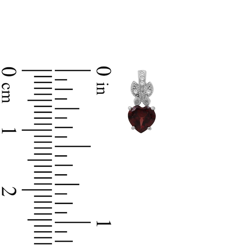 Main Image 6 of Heart-Shaped Natural Garnet & White Topaz Butterfly Gift Set Sterling Silver