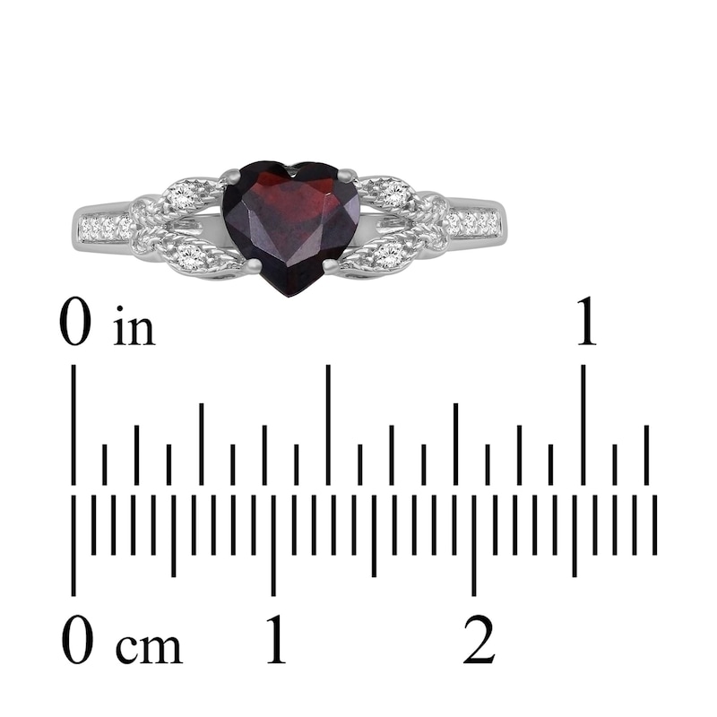Main Image 7 of Heart-Shaped Natural Garnet & White Topaz Butterfly Gift Set Sterling Silver