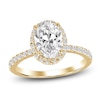 Thumbnail Image 1 of Oval-Cut Lab-Grown Diamond Halo Engagement Ring 2-3/4 ct tw 18K Yellow Gold