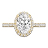 Thumbnail Image 3 of Oval-Cut Lab-Grown Diamond Halo Engagement Ring 2-3/4 ct tw 18K Yellow Gold