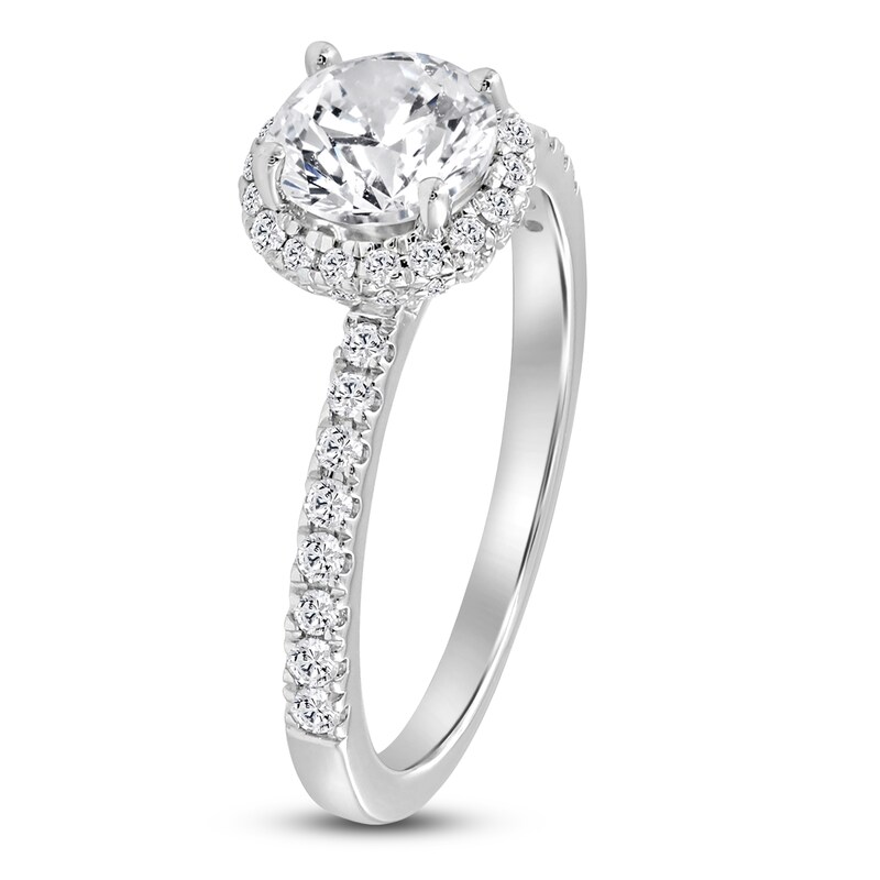 Main Image 2 of Round-Cut Lab-Grown Diamond Halo Engagement Ring 1-1/2 ct tw Platinum