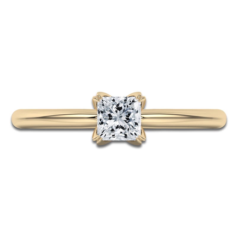 Main Image 3 of Certified Princess-Cut Diamond Solitaire Engagement Ring 1/2 ct tw 14K Yellow Gold (I1/I)