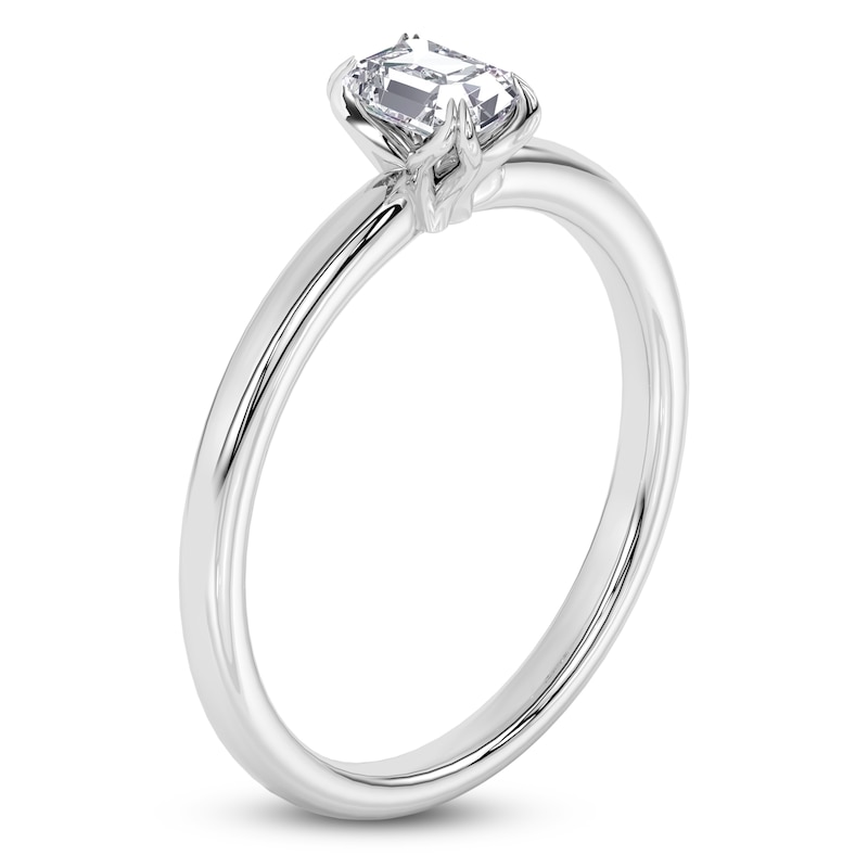 Main Image 2 of Certified Emerald-Cut Diamond Solitaire Engagement Ring 1/2 ct tw Platinum (VS2/F)