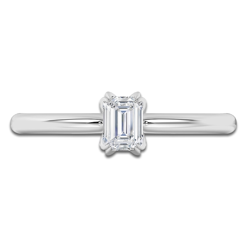 Main Image 3 of Certified Emerald-Cut Diamond Solitaire Engagement Ring 1/2 ct tw Platinum (VS2/F)