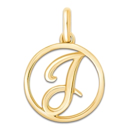 Children's Cursive Letter J Charm 14K Yellow Gold