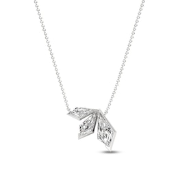 J'Lure Kite Step-Cut Lab-Grown Diamond Three-Stone Necklace 3-1/2 ct tw 14K White Gold 18"