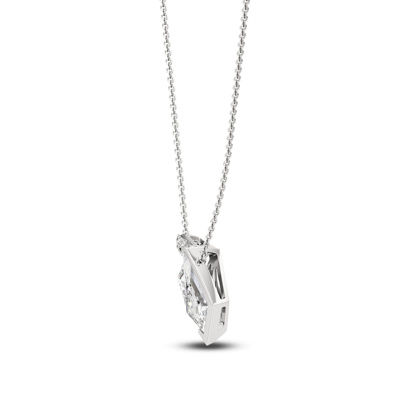 Main Image 2 of J'Lure Kite Step-Cut Lab-Grown Diamond Three-Stone Necklace 3-1/2 ct tw 14K White Gold 18"