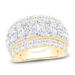 Oval & Round-Cut Lab-Grown Diamond Anniversary Ring 4-1/4 ct tw 14K Yellow Gold
