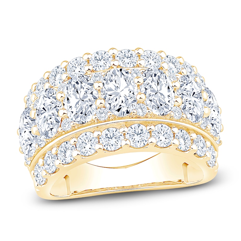 Main Image 1 of Oval & Round-Cut Lab-Grown Diamond Anniversary Ring 4-1/4 ct tw 14K Yellow Gold