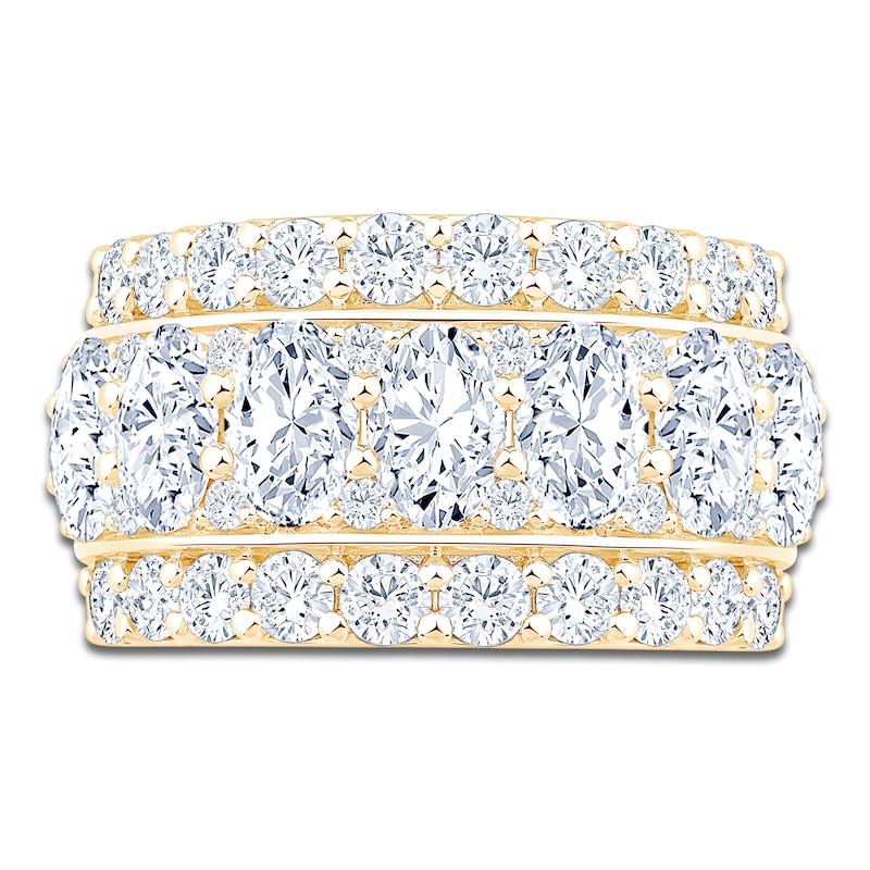 Main Image 3 of Oval & Round-Cut Lab-Grown Diamond Anniversary Ring 4-1/4 ct tw 14K Yellow Gold
