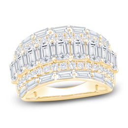 Baguette, Round & Emerald-Cut Lab-Grown Diamond Anniversary Ring 4 ct tw 14K Yellow Gold