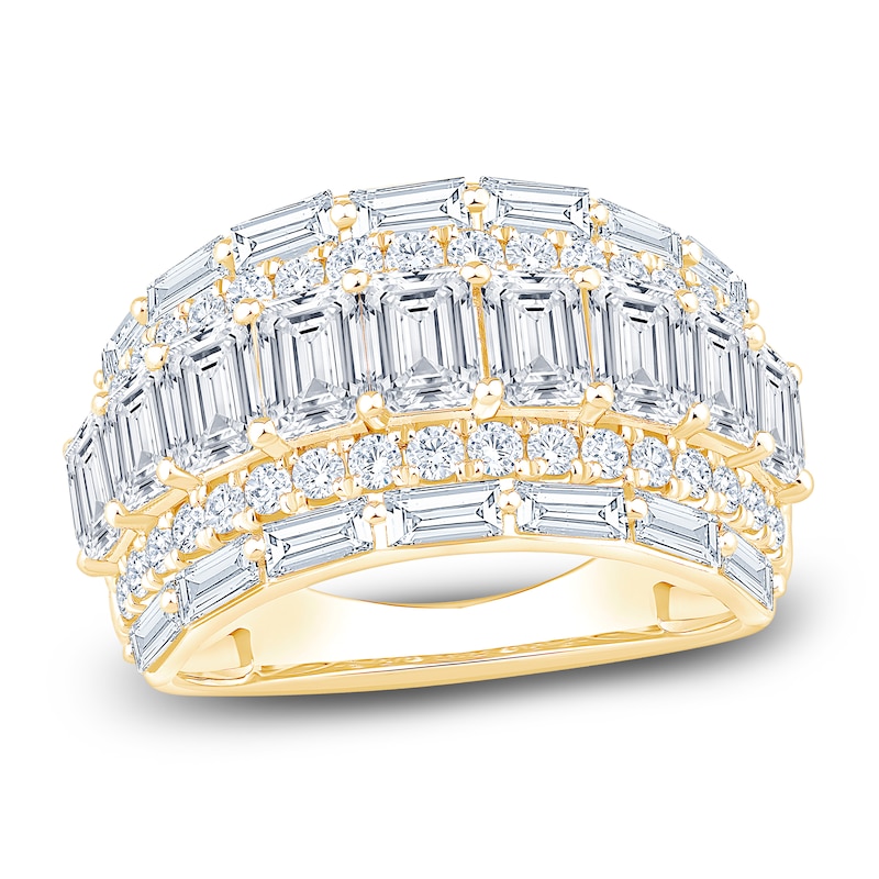 Main Image 1 of Baguette, Round & Emerald-Cut Lab-Grown Diamond Anniversary Ring 4 ct tw 14K Yellow Gold