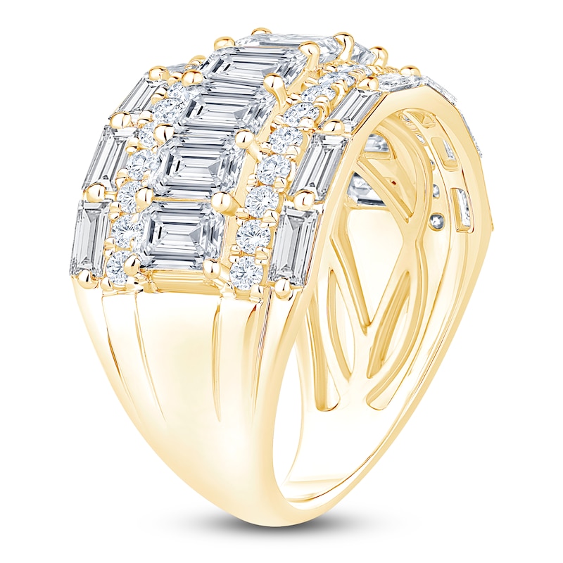 Main Image 2 of Baguette, Round & Emerald-Cut Lab-Grown Diamond Anniversary Ring 4 ct tw 14K Yellow Gold