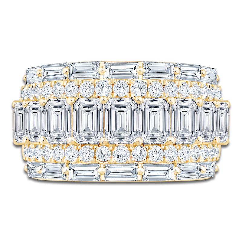 Main Image 3 of Baguette, Round & Emerald-Cut Lab-Grown Diamond Anniversary Ring 4 ct tw 14K Yellow Gold