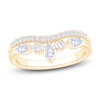 Thumbnail Image 1 of Certified Marquise & Round-Cut Bezel-Set Diamond Contour Wedding Band 1/2 ct tw 14K Yellow Gold