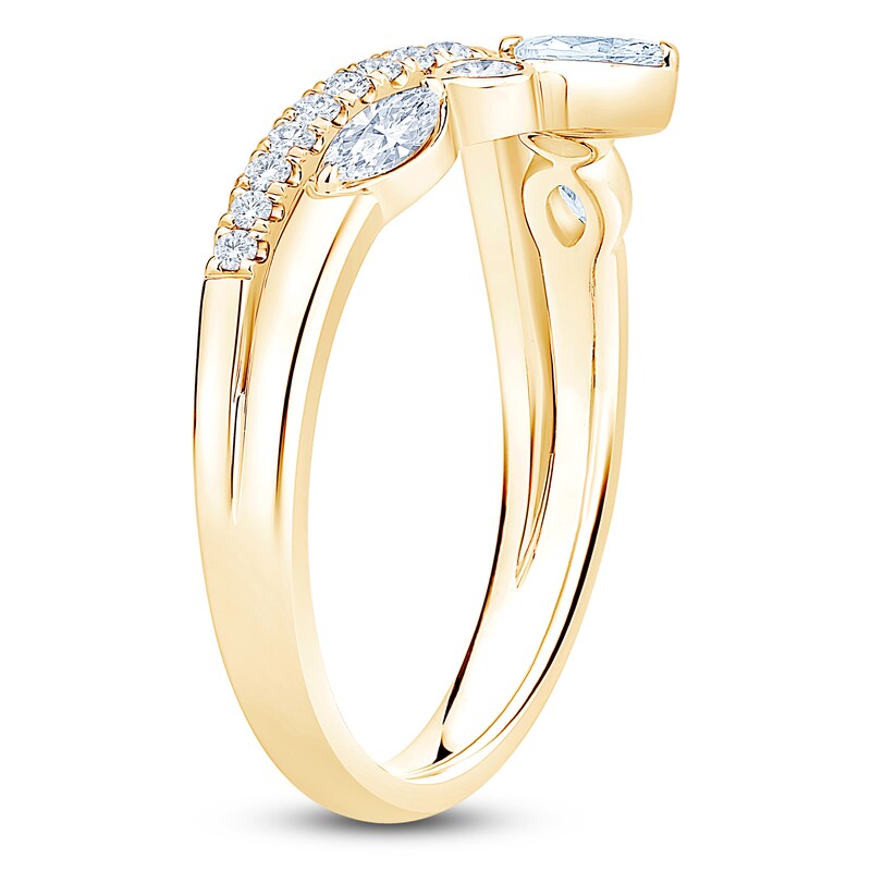 Main Image 2 of Certified Marquise & Round-Cut Bezel-Set Diamond Contour Wedding Band 1/2 ct tw 14K Yellow Gold