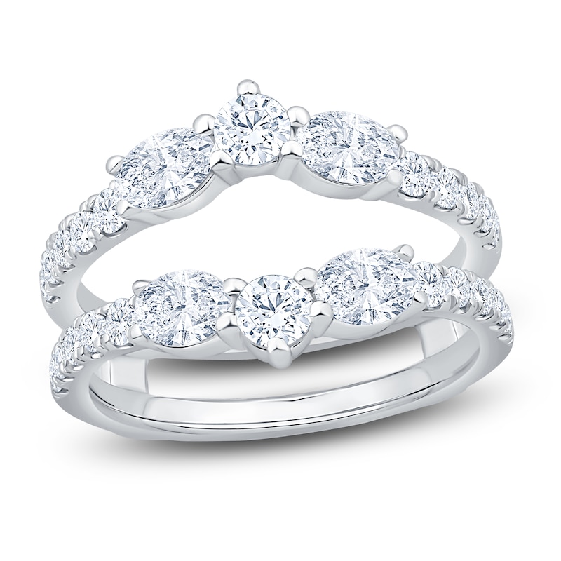 Main Image 1 of Oval & Round-Cut Lab-Grown Diamond Enhancer Ring 1-1/2 ct tw 14K White Gold