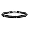 Thumbnail Image 1 of 1933 by Esquire Men's Natural Black Spinel & Black Onyx Bead Bracelet Sterling Silver & Stainless Steel 8.5"