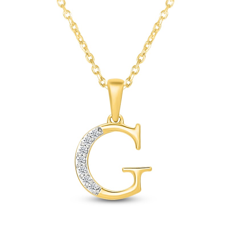 Main Image 1 of Diamond Initial G Necklace 1/20 ct tw 10K Yellow Gold 18"