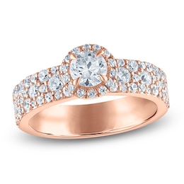 Vera Wang VOW Round-Cut Diamond Halo Engagement Ring 1-1/2 ct tw 14K Rose Gold