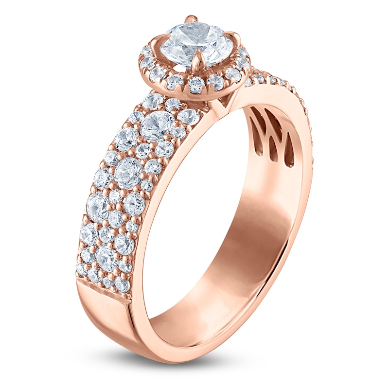 Main Image 2 of Vera Wang VOW Round-Cut Diamond Halo Engagement Ring 1-1/2 ct tw 14K Rose Gold