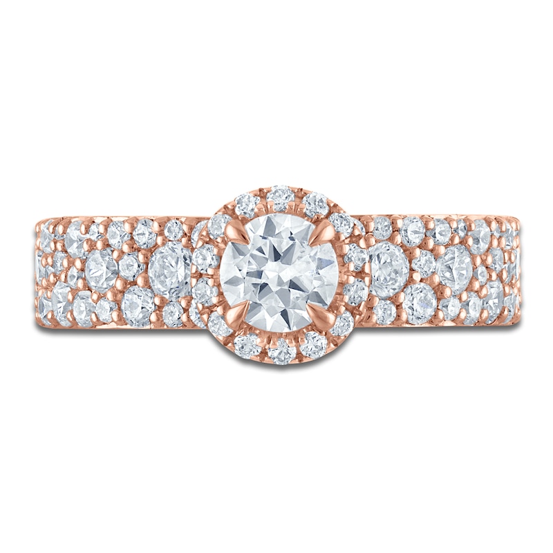 Main Image 3 of Vera Wang VOW Round-Cut Diamond Halo Engagement Ring 1-1/2 ct tw 14K Rose Gold
